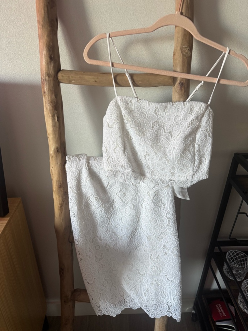 White Lace Spaghetti Strap Dress